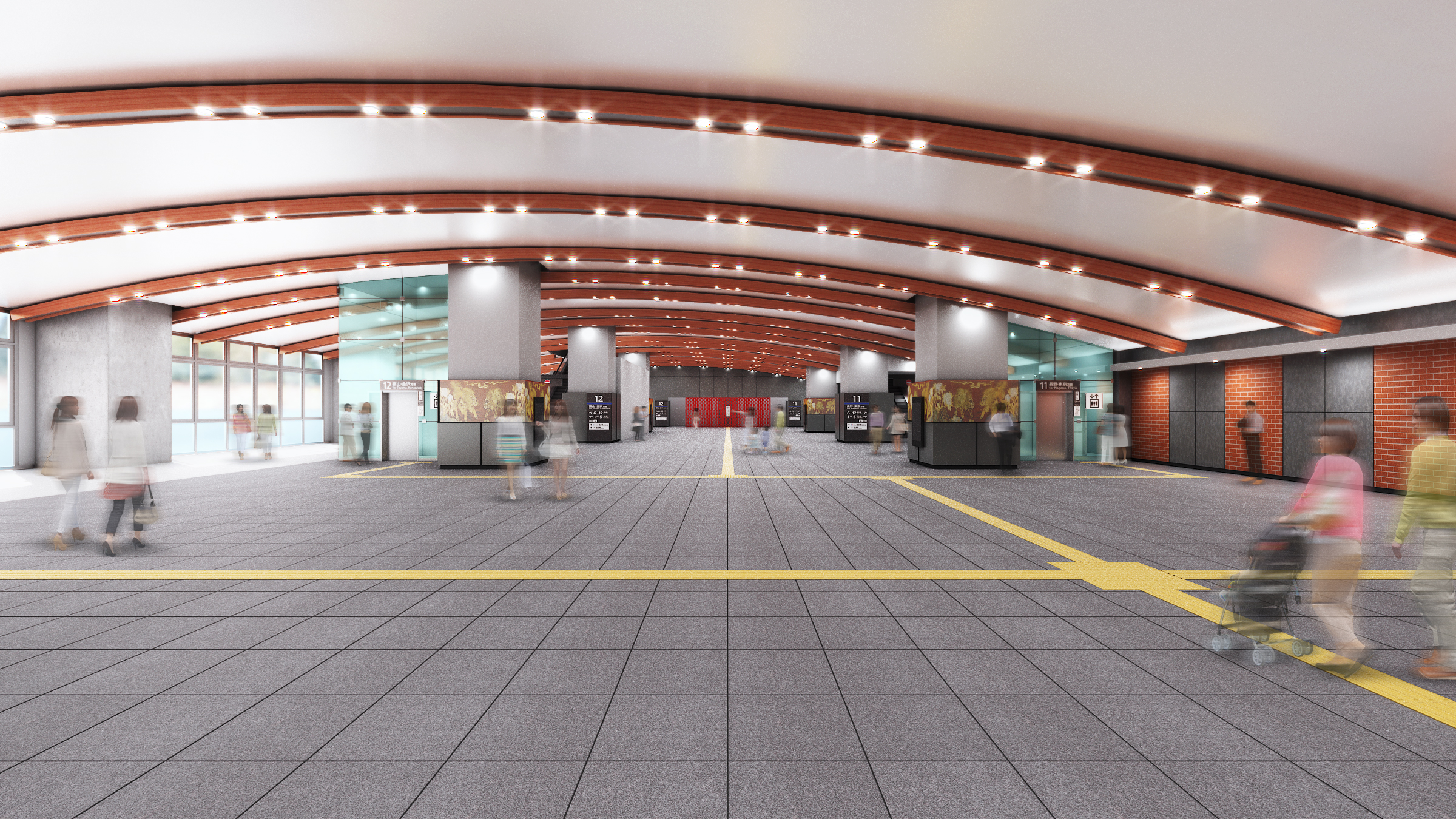 北陸新幹線延伸区間の駅構内におけるVRシミュレーション画面